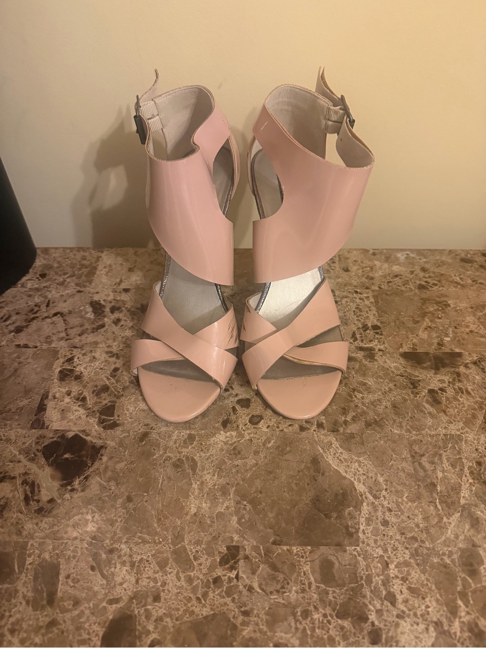 Michael Antonio Blush Pink Patent Strappy High Heels